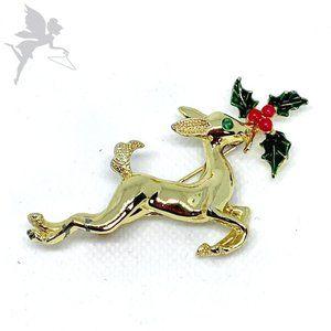 VINTAGE 1960's Holiday Holy Deer Pin